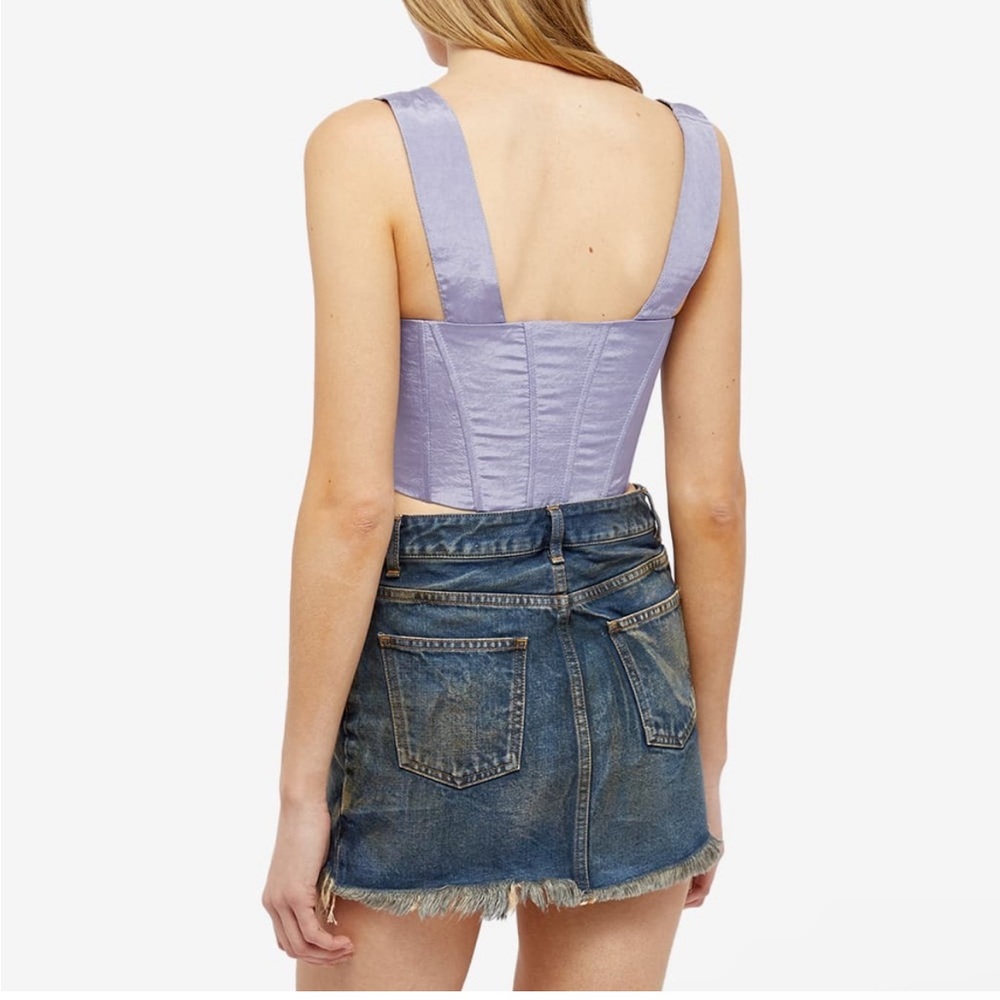 NWOT $295 Danielle Guizio Taffeta Corset Top in Lavender PerriwinkleMat Satin XS - Picture 3 of 9